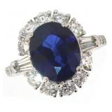 14k Gold 6.15 ct Sapphire & Diamond Ring