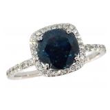 14k Gold 2.41 ct Round Blue Diamond Ring