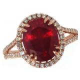 14k Gold 5.53 ct Oval Ruby & Diamond Ring