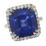 14k Gold 14.76 ct Sapphire & Diamond Ring