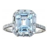 14kt Gold 2.45 ct Nat. Aquamarine & Diamond Ring