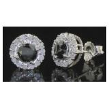 Natural 2.50 ct Black-White Diamond Stud Earrings