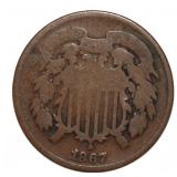 1867 Two Cent Shield Nickel