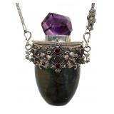Rare Natural Amethyst & Labradorite Box Necklace