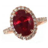 14k Gold 5.22 ct Oval Ruby & Diamond Ring