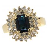 14k Gold 2.60 ct Green Sapphire & Diamond Ring