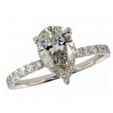 14k Gold 1.99 ct Pear Shape Lab Diamond Ring