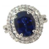 14k Gold 5.08 ct Oval Sapphire & Diamond Ring