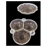 (2) Opalescent Hobnail Candy Dishes