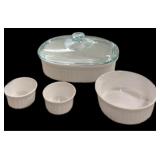 (4) French White Corning Ware Bowls
