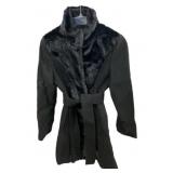 XS Faux Fur Black Belted Jacket