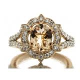 14kt Rose Gold 2.22 ct Morganite & Diamond Ring