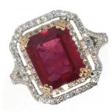 14k Gold 4.45 ct Ruby & Diamond Ring