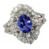 14k Gold 3.10 ct Tanzanite & Diamond Ring