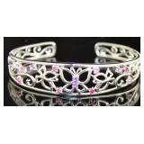 Quality Mixed Gemstone Filligree Cuff Bracelet