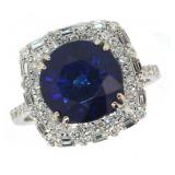 14k Gold 5.82 ct Sapphire & Diamond Ring