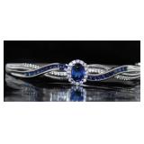 Stunning 4.50 ct Blue & White Sapphire Bangle