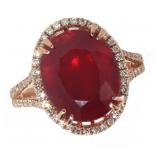 14k Gold 10.38 ct Oval Ruby & Diamond Ring