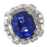 18k Gold 13.42 ct Sapphire & Diamond Ring