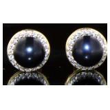 Beautiful 7 mm Black Pearl Halo Earrings