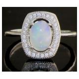 Genuine Ethiopian White Opal Dinner Ring