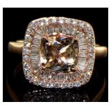 14K Rose Gold 1.75 ct Morganite and Diamond Ring