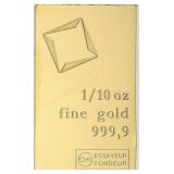 1/10 oz .9999 Valcambi Gold Bar