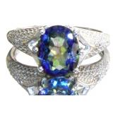 Oval 2.37 ct Mystic Topaz & Diamond Ring