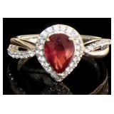 Pear Cut Natural 1.60 ct Ruby & Zircon Ring