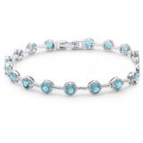 Brilliant 6.50 ct Aquamarine Tennis Bracelet