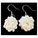 Brilliant Pearl Cluster Earrings