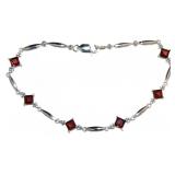 Genuine 3.50 ct Garnet & Diamond Accent Bracelet