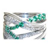 Graduated Emerald & Diamond Accented Ring