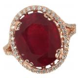 14k Gold 12.55 ct Ruby & Diamond Ring