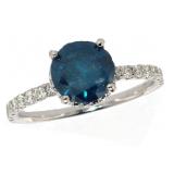 14k Gold 1.54 ct Round Blue Diamond Ring