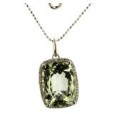 Natural 7.02 ct Green Amethyst & Diamond Pendant