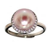 Brilliant 10mm Rose Pearl Halo Ring