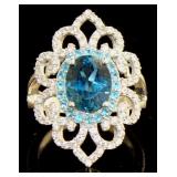 4.92 ct London Blue Topaz-Apatite-Zircon Ring