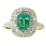 14kt Gold 2.08 ct Natural Emerald & Diamond Ring