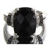 Vintage Style Natural 4.00 ct Onyx & Diamond Ring