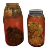 (2)  Vintage Amber Jars w