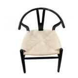 New Black Barrel Back Woven Seat Chairs