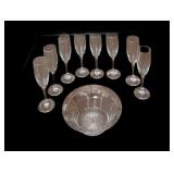 Crystal Bowl & 8 Stemware