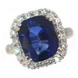 14k Gold 8.73 ct Sapphire & Diamond Ring