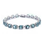 Round Aquamarine 16.50 ct Tennis Bracelet