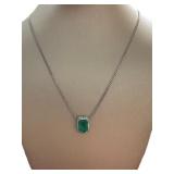 Platinum 1.43ct Natural Emerald & Diamond Necklace
