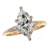 14k Gold 1.62 ct VS1 Marquise Lab Diamond Ring