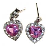 Heart Shape 3.00 ct Pink Sapphire Earrings