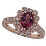 14k Rose Gold 1.50 ct Tourmaline & Diamond Ring