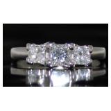 14kt Gold Princess Cut 3/4 ct 3 Stone Diamond Ring